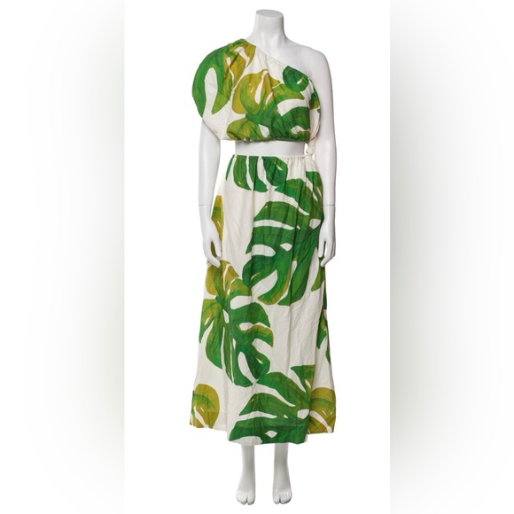 Farm Rio nwot Tropical Leaf Print One-Shoulder Maxi Dress with cut out - Picture 1 of 3